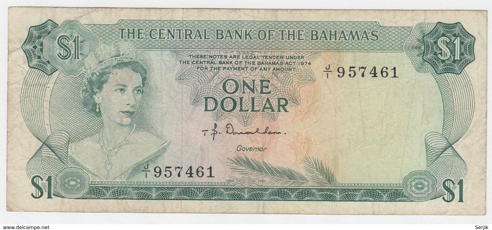 Bahamas 1 Dollar 1974 VF Crisp Banknote Pick 35a 35 A - Bahamas