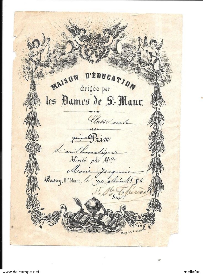 KB1680 - BULLETIN DE PRIX - MAISON D'EDUCATION DES DAMES DE SAINT MAUR - WASSY - 1896 MARIE JACQMAIN - Diploma & School Reports