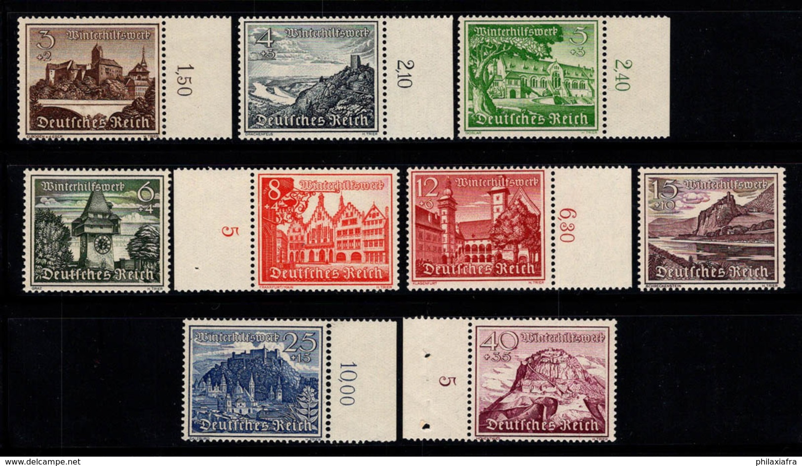 Empire Allemand 1939 Mi. 730-738 Neuf ** 80% Monuments, Paysages - Ungebraucht