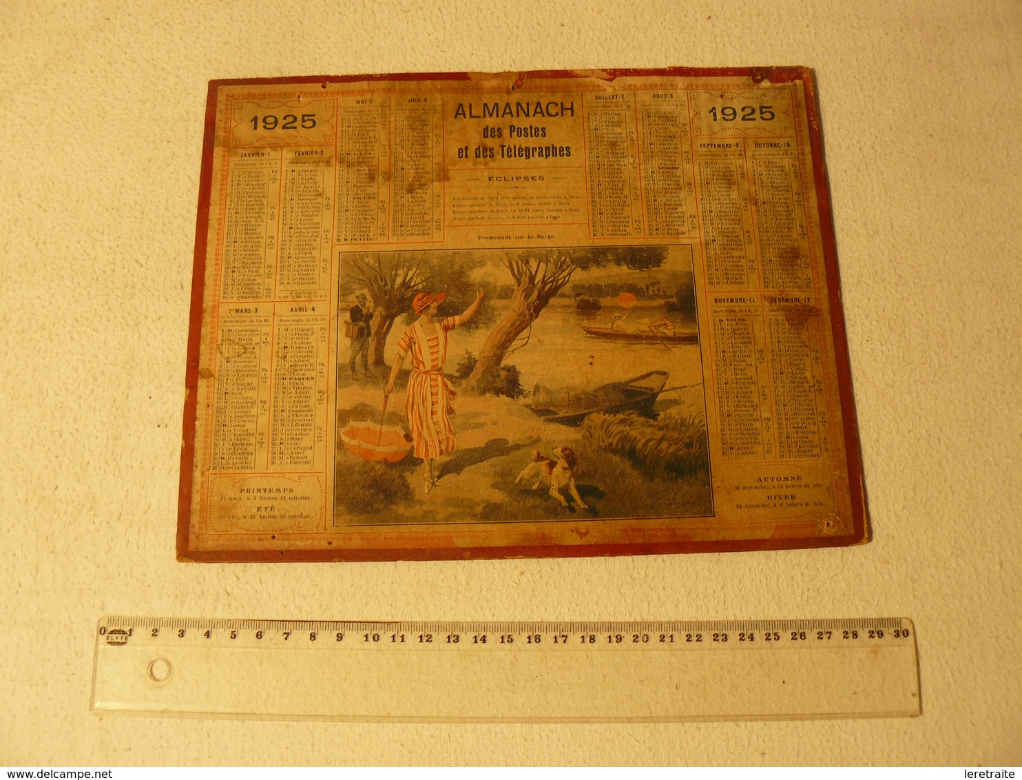 Calendrier Almanach Des Postes Et Télégraphes 1925. - Grand Format : 1921-40