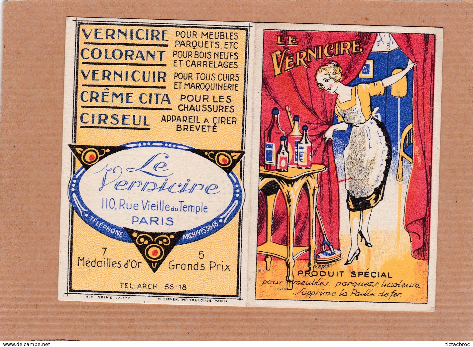 Calendrier Publicitaire Le Vernicire 1929 - Formato Piccolo : 1921-40