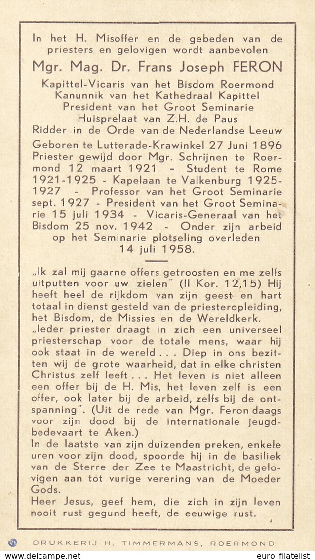 Mgr. Mag. Dr. Frans Joseph Feron, 1896-1958, Roermond - Godsdienst & Esoterisme