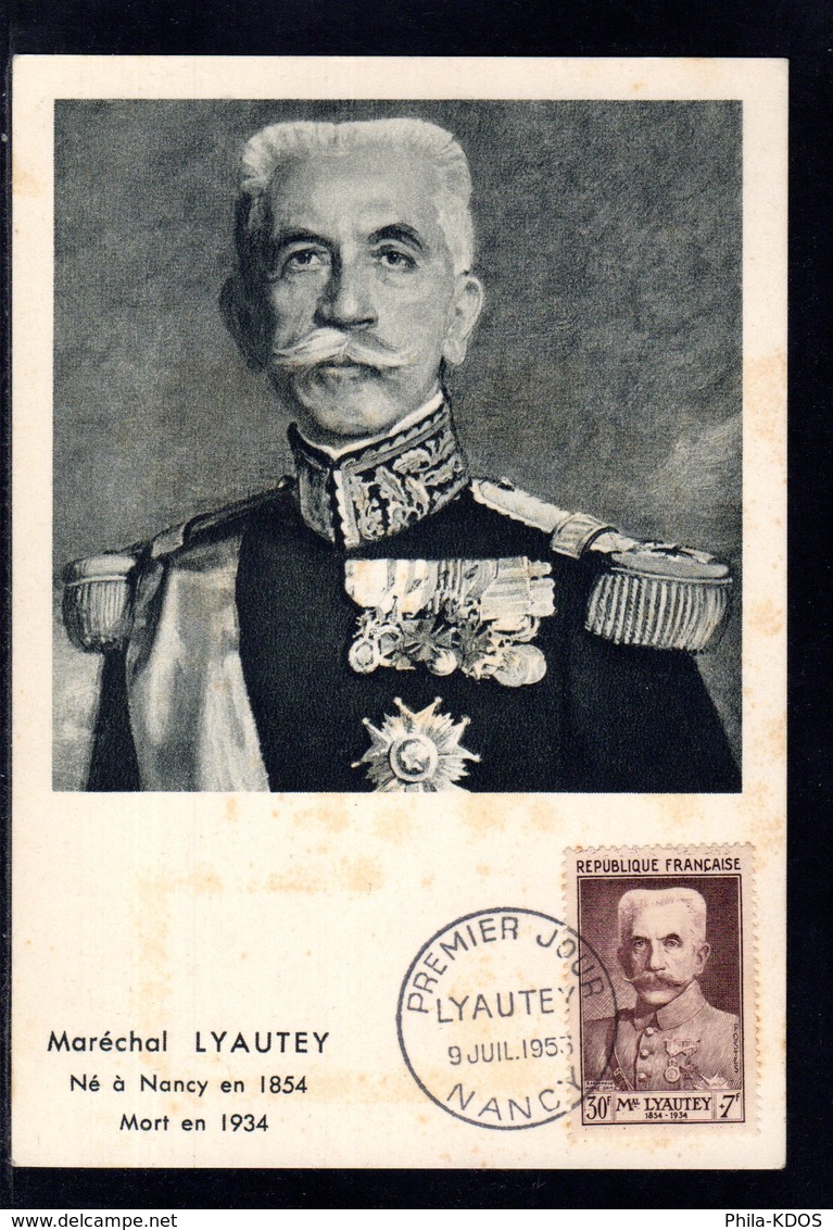 1953 " MARECHAL LYAUTEY " Sur Carte Maximum N° YT 950. Voir état. Voir Les 2 Scans. CM - Militaria