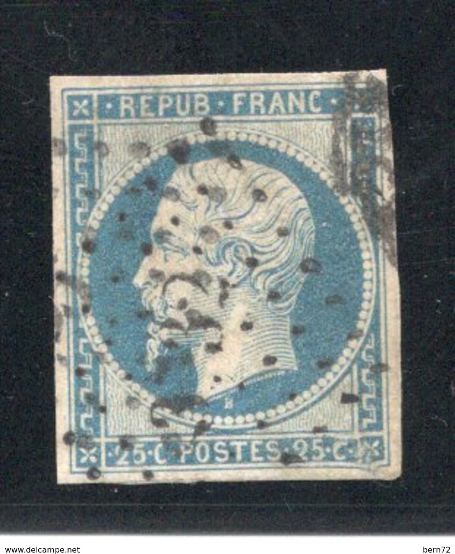 N°10 - 25cts Bleu République -  Variété Dans Le Bas Du Cadre à Droite -  Cote 45,00€ - 1852 Louis-Napoléon