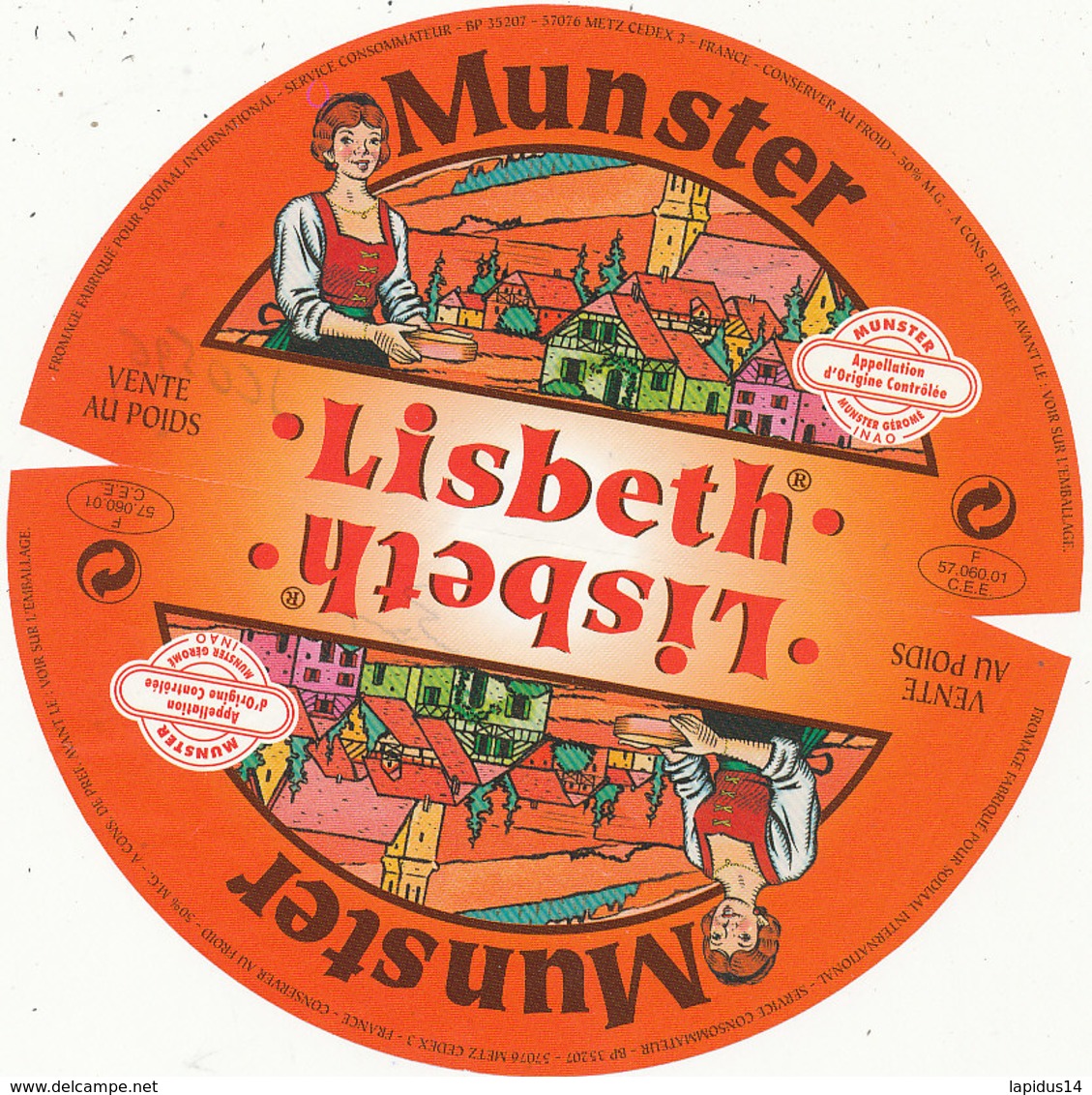 J C O 596 / ETIQUETTE DE FROMAGE -MUNSTER  LISBETH - Kaas