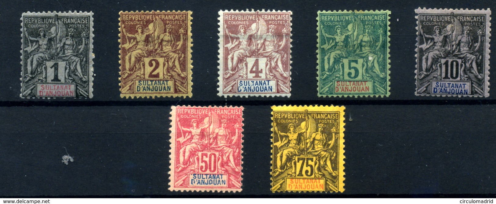 Anjouan Nº 1/5 Y 11/12.  Año 1892-1899 - Unused Stamps