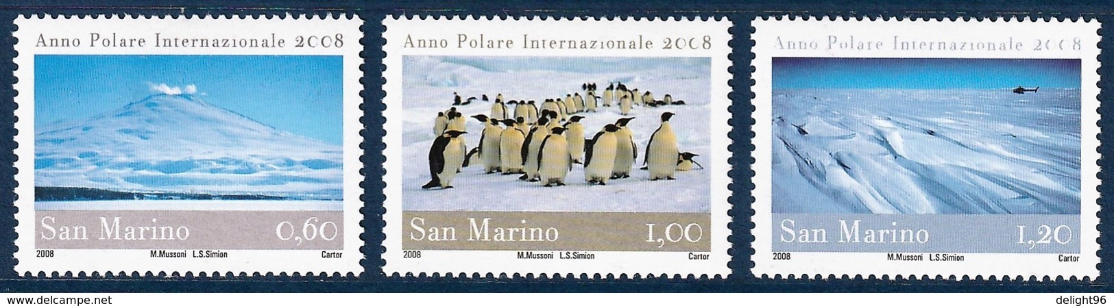 2008 San Marino International Polar Year: Penguins, Antarctic Landscapes Set (** / MNH / UMM) - Año Polar Internacional