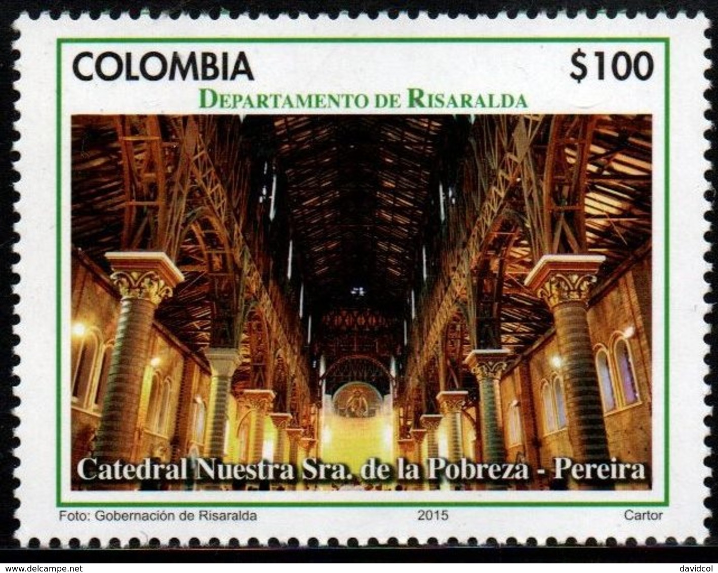 A551K-COLOMBIA- 2015 -MNH- RISARALDA DEPARTMENT- PEREIRA'S CATHEDRAL - Colombia