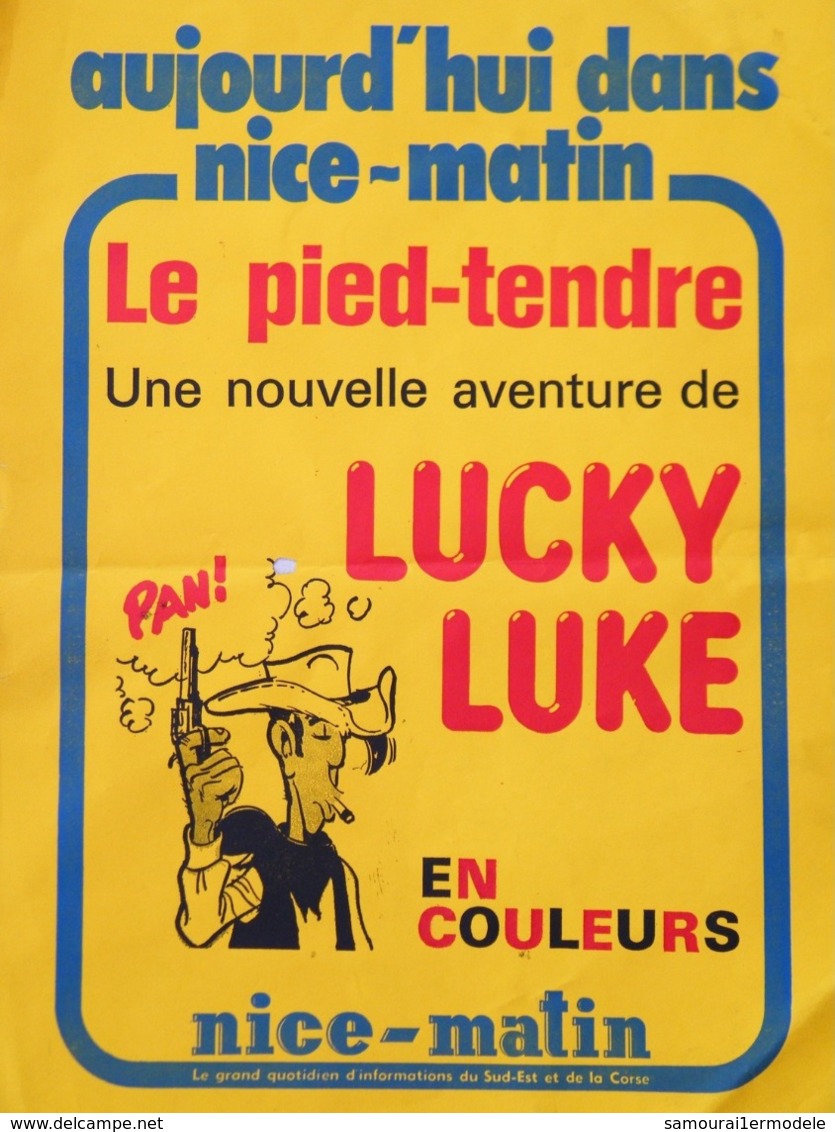 Affiche Originale LUCKY LUKE Pour Nice Matin "le Pied Tendre"vers 1977 / 1978 De Kiosquier Libraire Marchand De Journaux - Posters