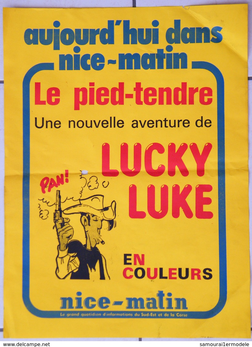 Affiche Originale LUCKY LUKE Pour Nice Matin "le Pied Tendre"vers 1977 / 1978 De Kiosquier Libraire Marchand De Journaux - Posters