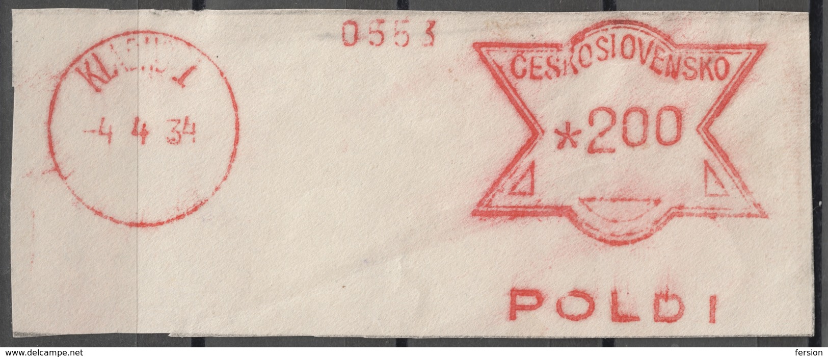 Francotype Cut / Postmark Cancel - 1934 Czechoslovakia - Kladno - Autres & Non Classés