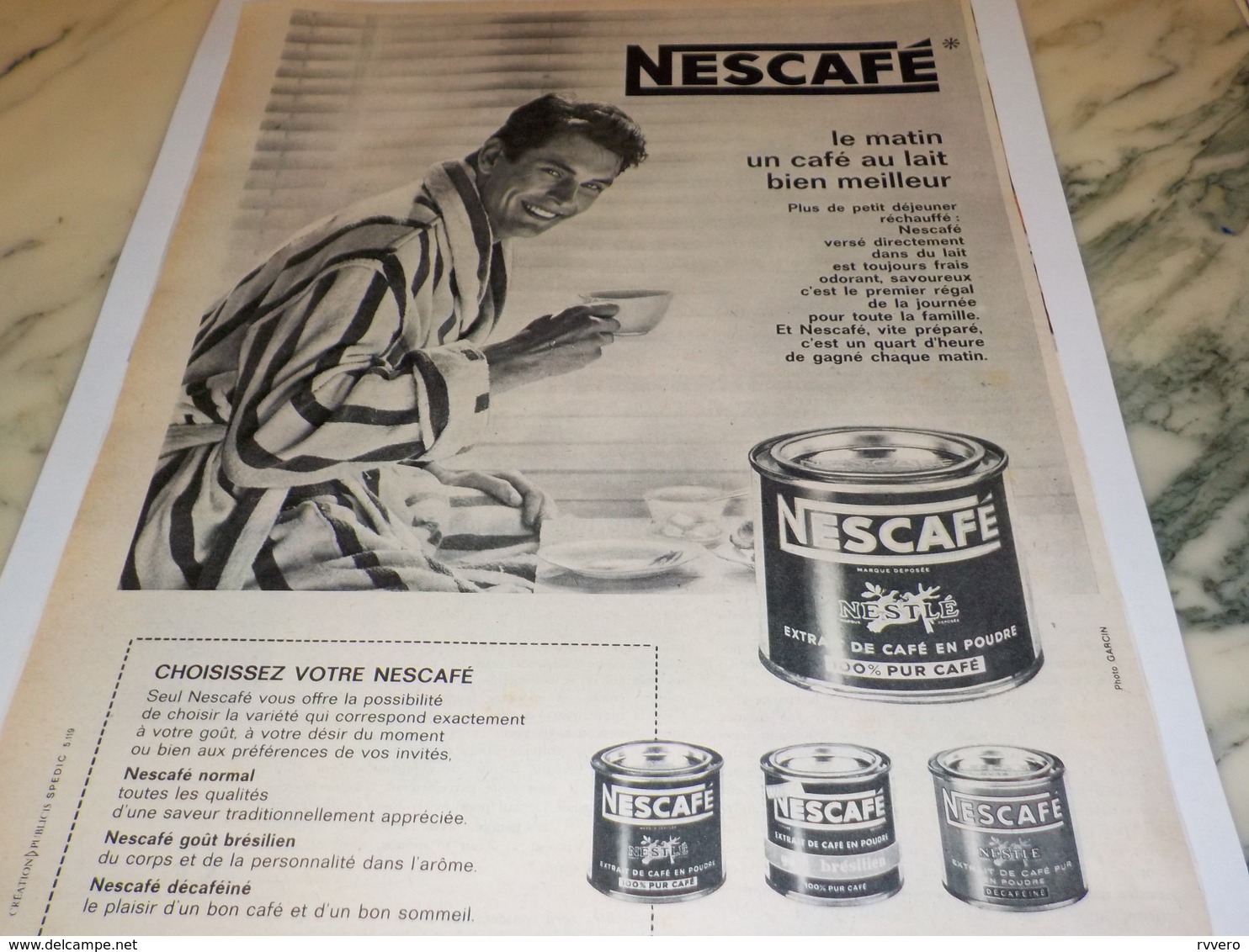 ANCIENNE  PUBLICITE PLAISIR CAFE DE NESCAFE  1960 - Advertising