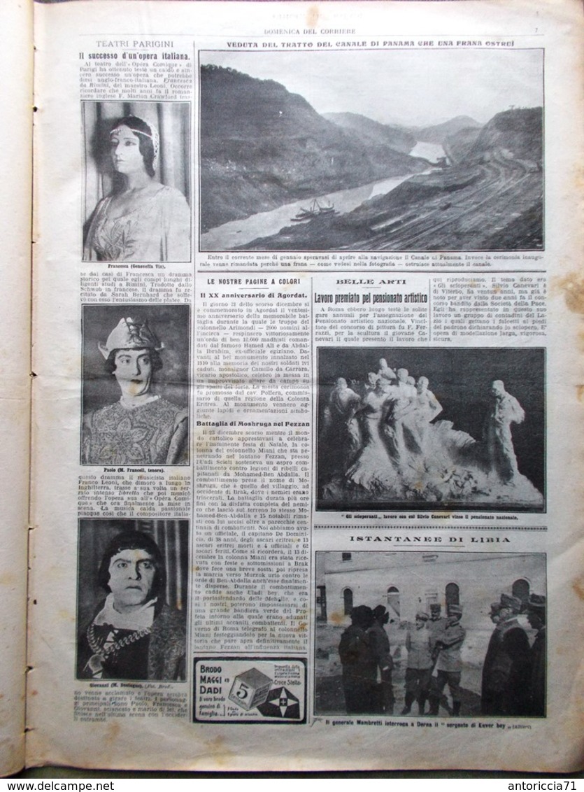 La Domenica Del Corriere 11 Gennaio 1914 Flammarion Ospedale Di Messina Panama - Guerre 1914-18