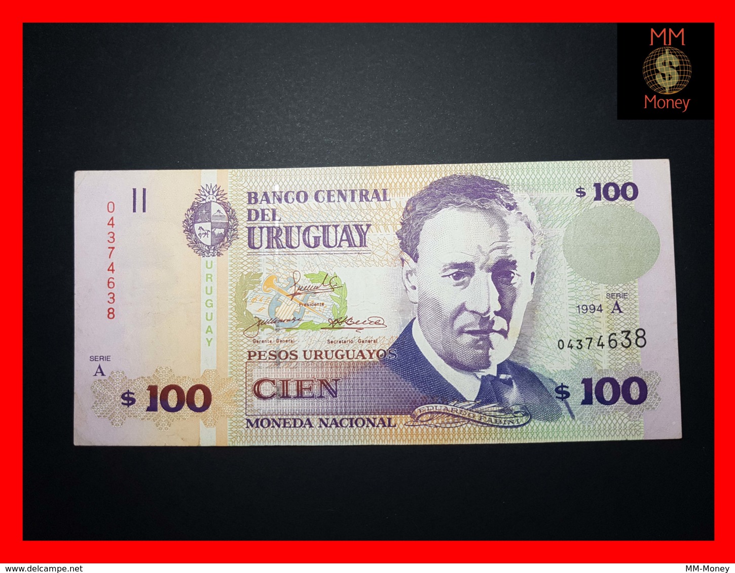 URUGUAY 100 Pesos Uruguayos 1994 P. 76 A Serie A  VF - Uruguay