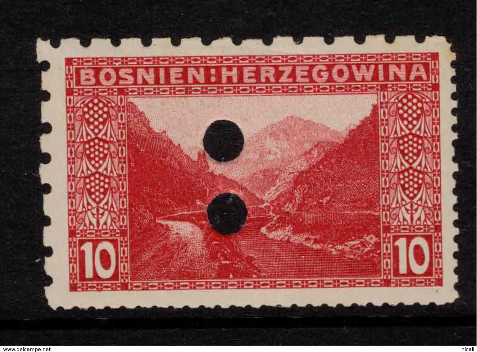 BOSNIA & HERZEGOVINA 1906 10h Carmine P 6.5 X 12.5 SG 191F HM ZZ201 - Bosnie-Herzegovine