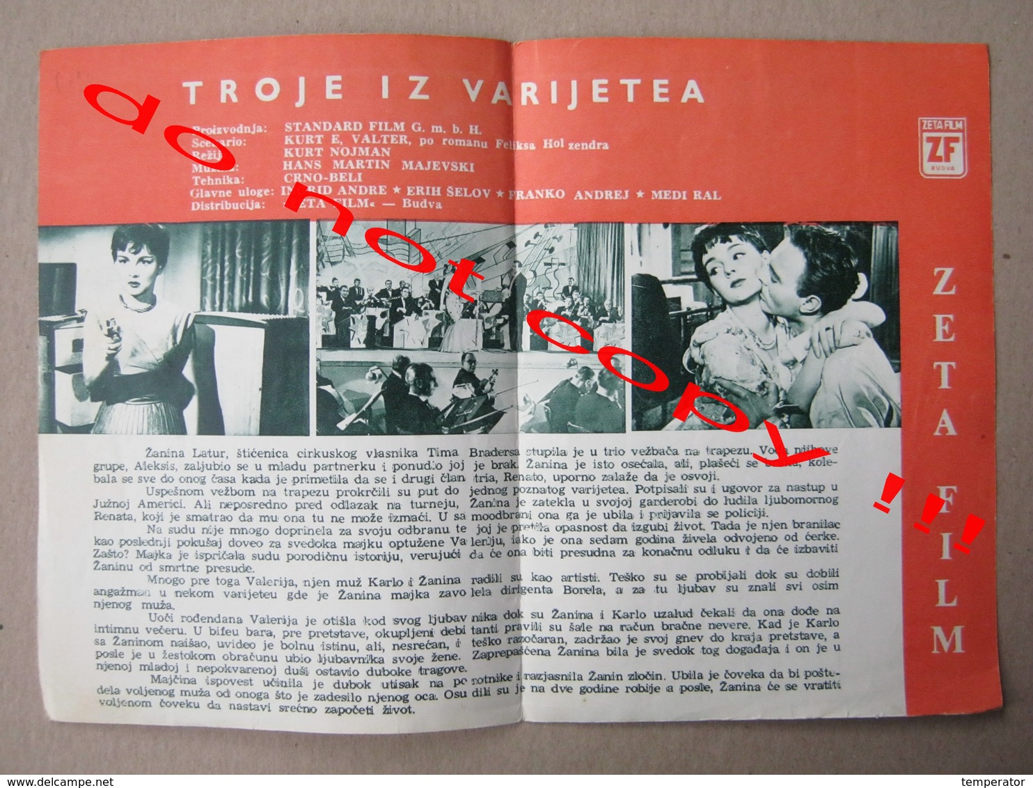 Troje Iz Varijetea VARIETE ALEMÃO (1954) / Kurt Nojman: Ingrid Andre ... - ZETA FILM - Programs