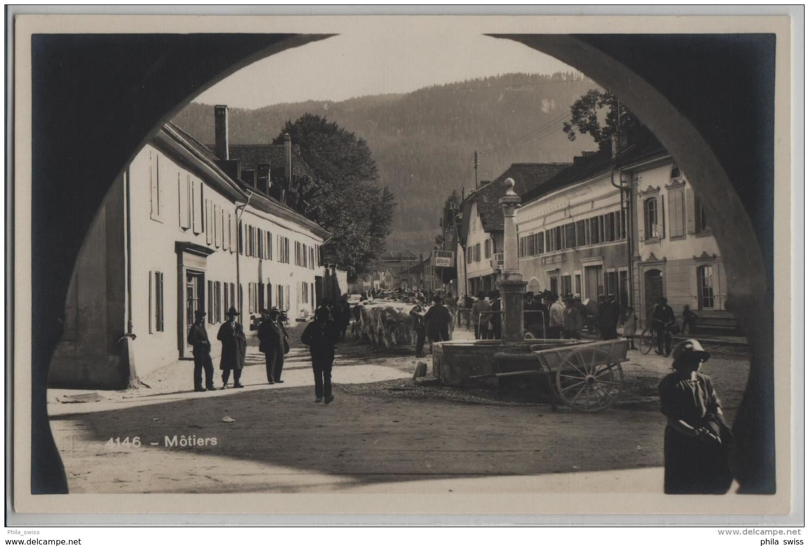 Motiers - Partie Di Village Viehmarkt Marché Du Bétail - Photo: Societe Graphique No. 4146 - Môtiers 