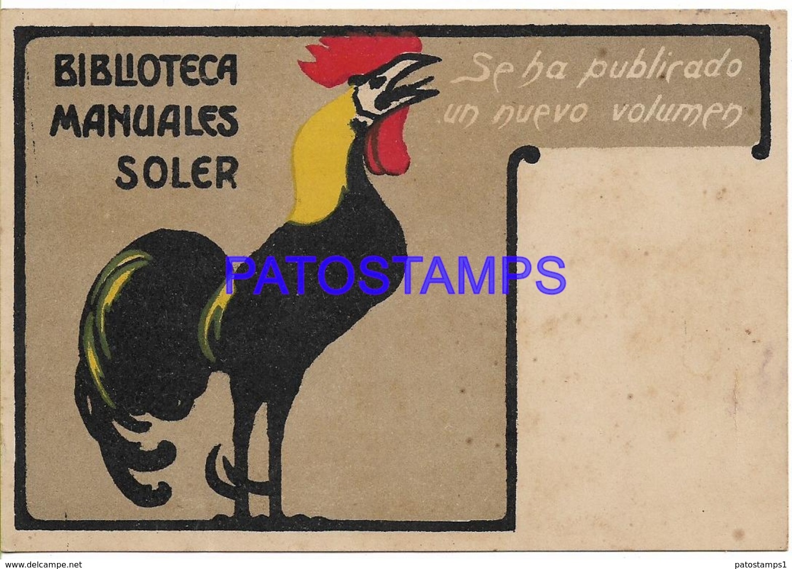 134397 SPAIN ESPAÑA PUBLICITY MANUALES SOLER BIBLIOTECA POSTAL POSTCARD - Otros & Sin Clasificación