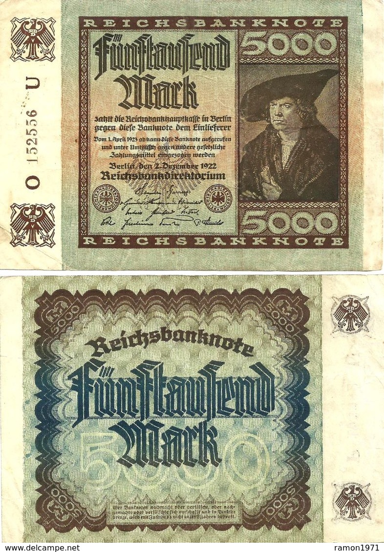 Germany - 5000 Mark 1922 VF+ - 2 Rentenmark