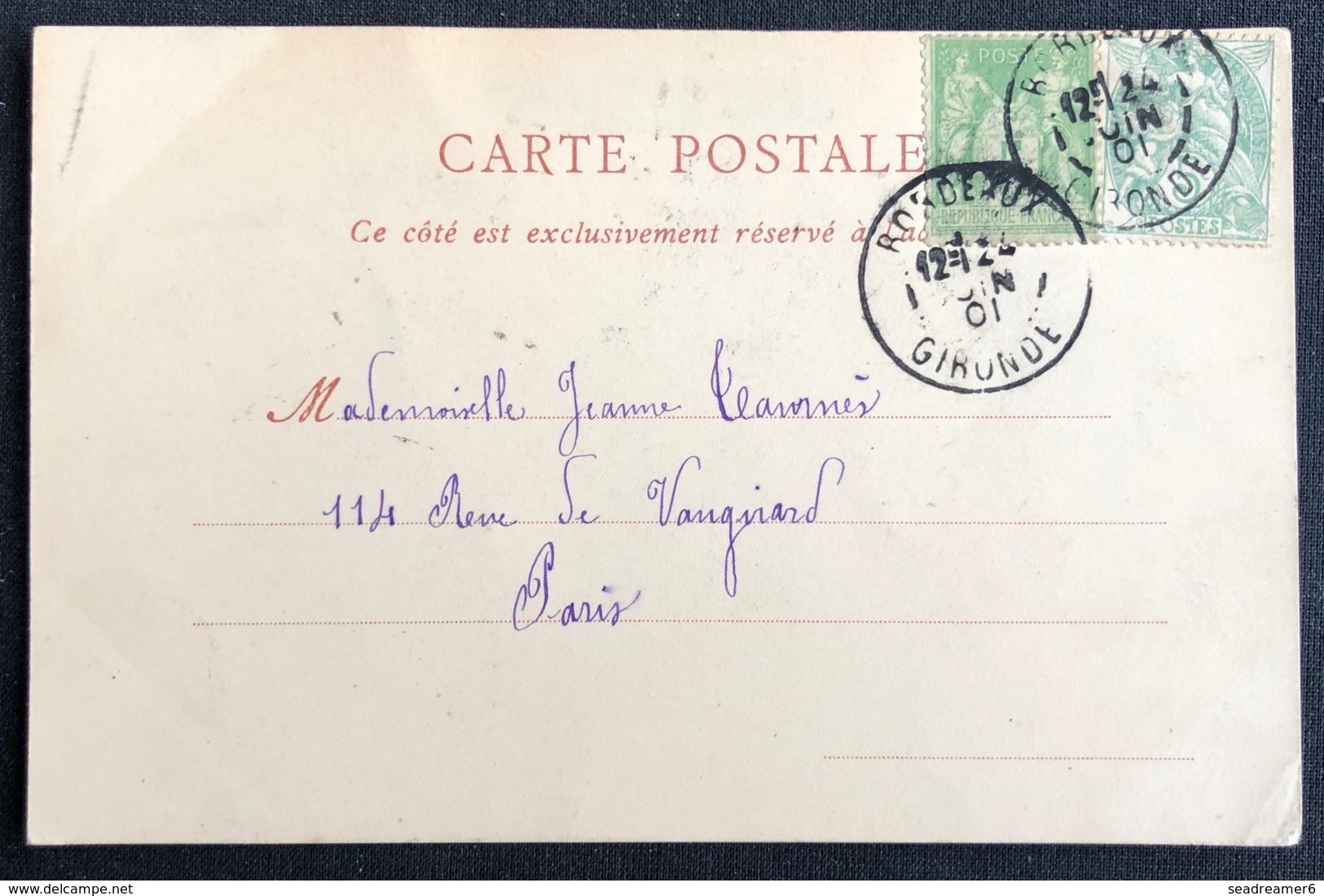 Carte Postale Tarif à 10c Mixte Sage/Blanc 1901 N° 102 & 111  Amusant !! - 1898-1900 Sage (Tipo III)
