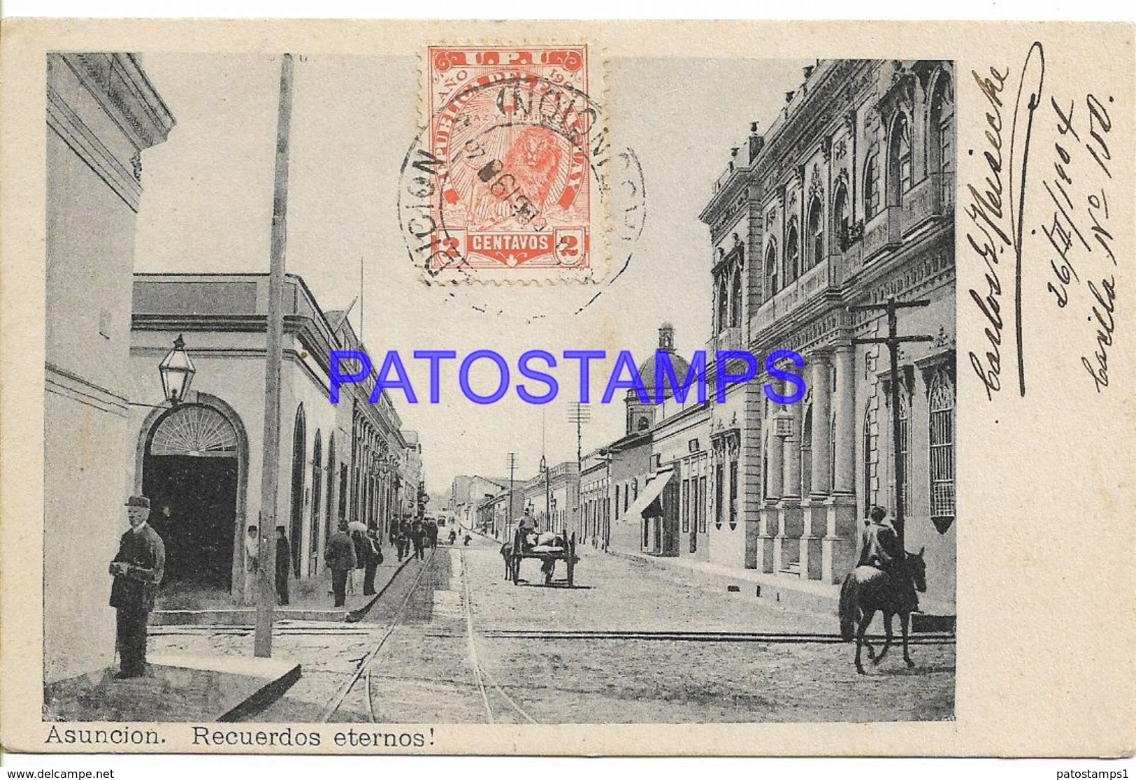 134435 PARAGUAY ASUNCION STREET CALLE & RAILROAD CIRCULATED TO ARGENTINA  POSTAL POSTCARD - Paraguay