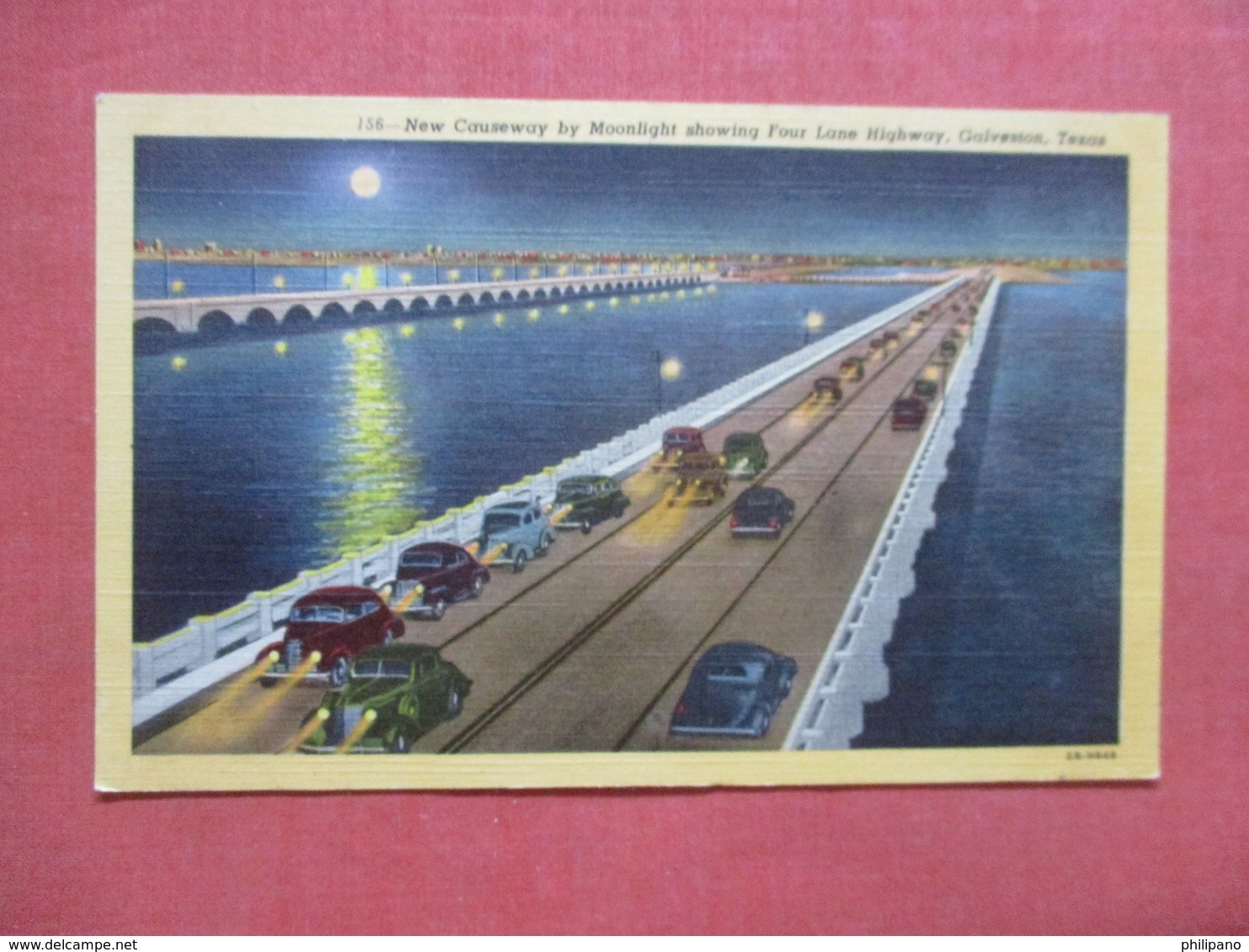 Night View Of New Causeway  Texas > Galveston > >  Ref 4109 - Galveston