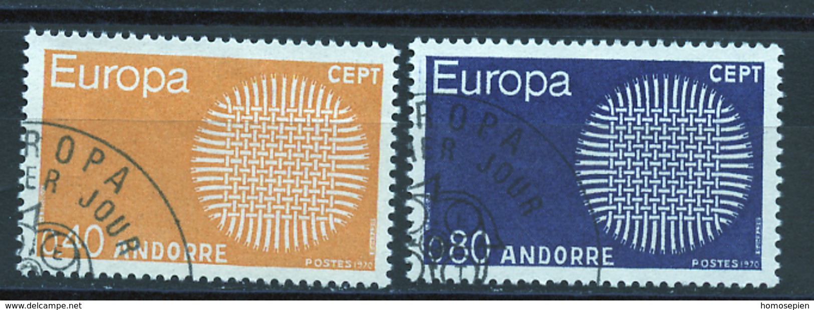 Andorre Français - Andorra 1970 Y&T N°202 à 203 - Michel N°222 à 223 (o) - EUROPA - Usati