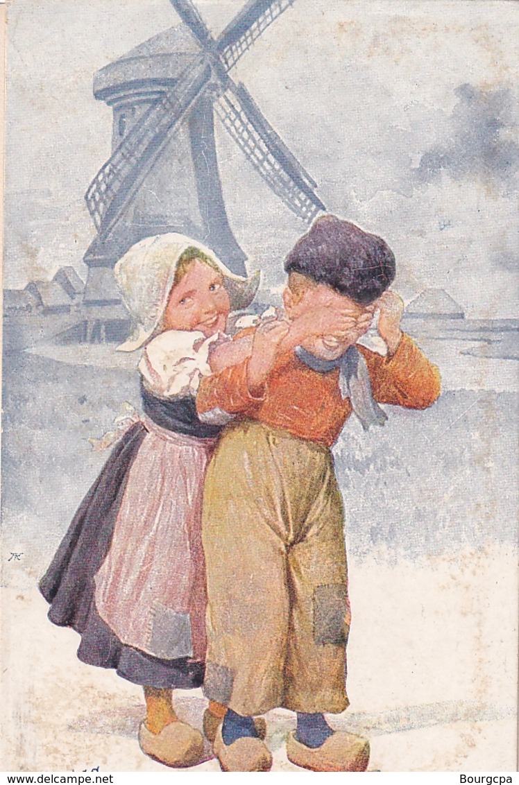 Karl Feiertag Deux Enfants Hollandais Moulin - Feiertag, Karl