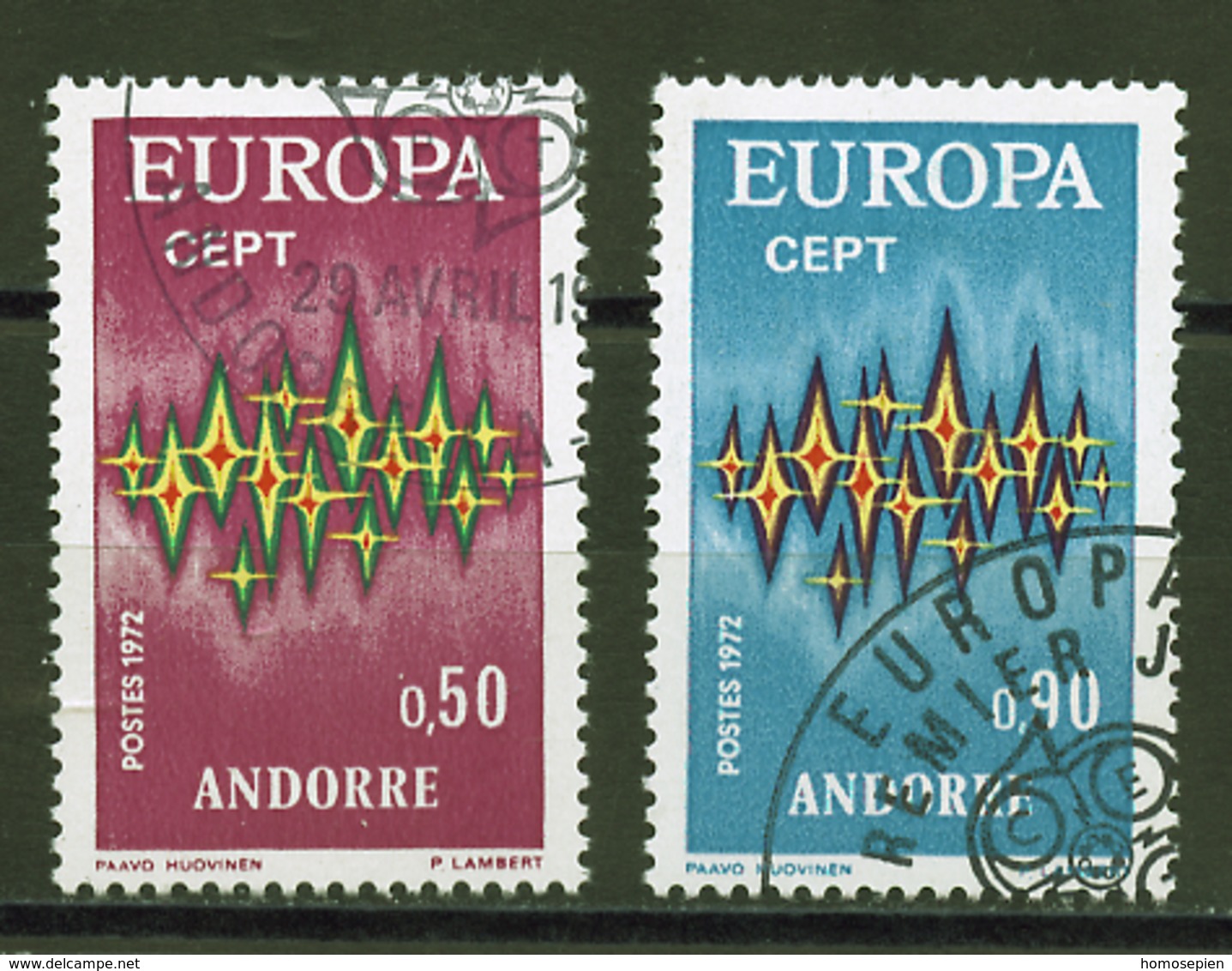 Andorre Français - Andorra 1972 Y&T N°217 à 218 - Michel N°238 à 239 (o) - EUROPA - Used Stamps