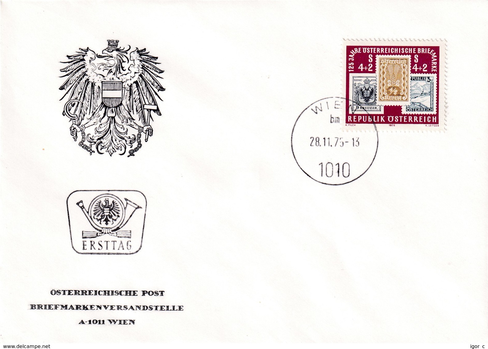 Austria 1975 Cover: Eagle Adler; Postal History; 125 Of Austria Stamps - FDC