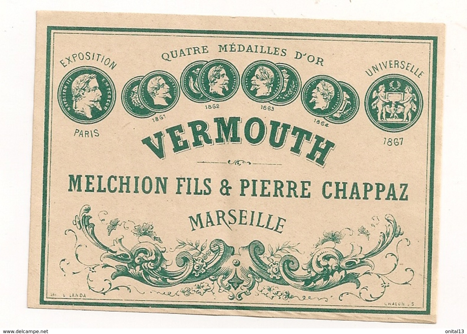 VERMOUTH MELCHION CHAPPAZ MARSEILLE  C343 - Andere & Zonder Classificatie