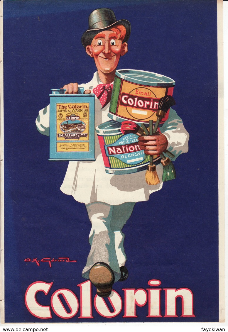 Haren Lez Bruxelles " O.K.Gerard " Petite Affiche A4 - COLORIN - L'émail Blanc  Ca. 1950 - Rare Et Tres Belle - Posters