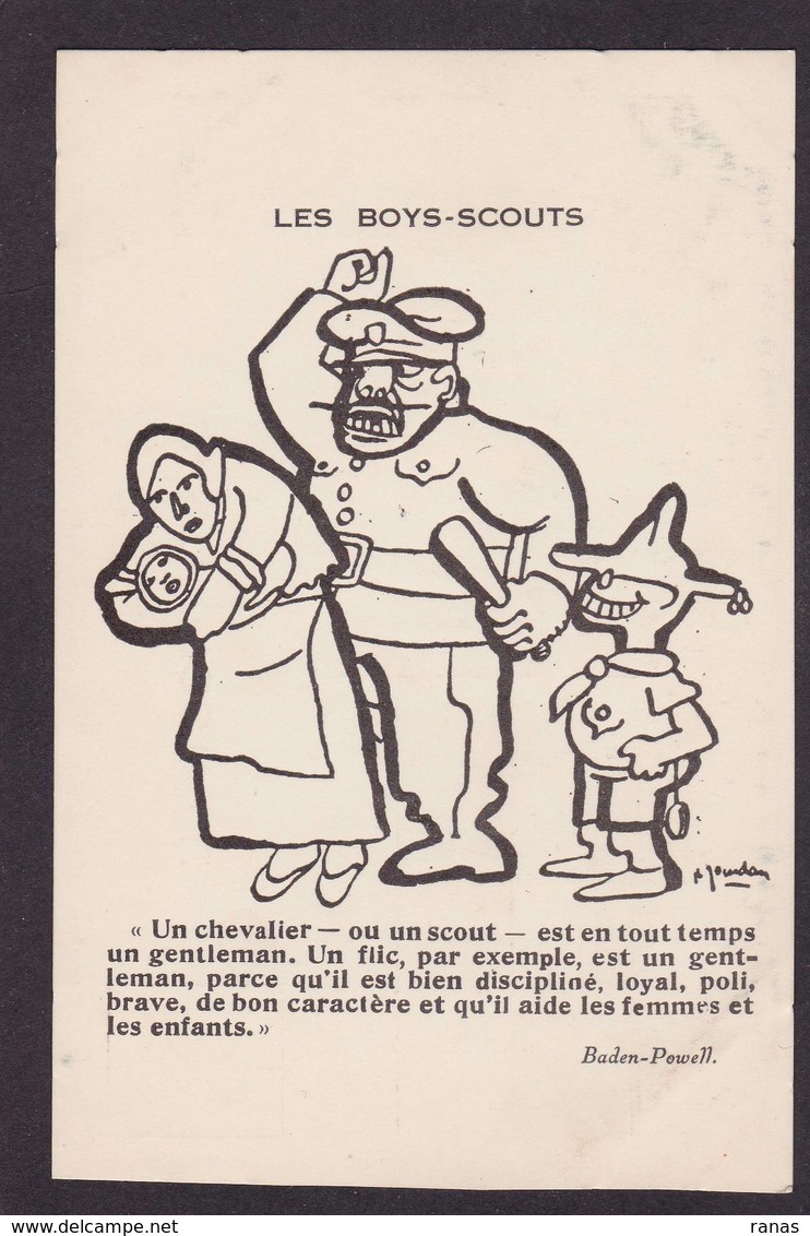 CPA Scout Scoutisme éclaireurs Non Circulé Baden Powell Anti Scout Flic Anarchie Par Jourdan - Scouting