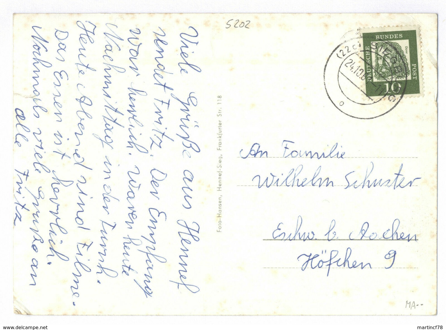 Sportschule F.V. M. Hennef-Sieg 1961 Postkarte Ansichtskarte - Hennef