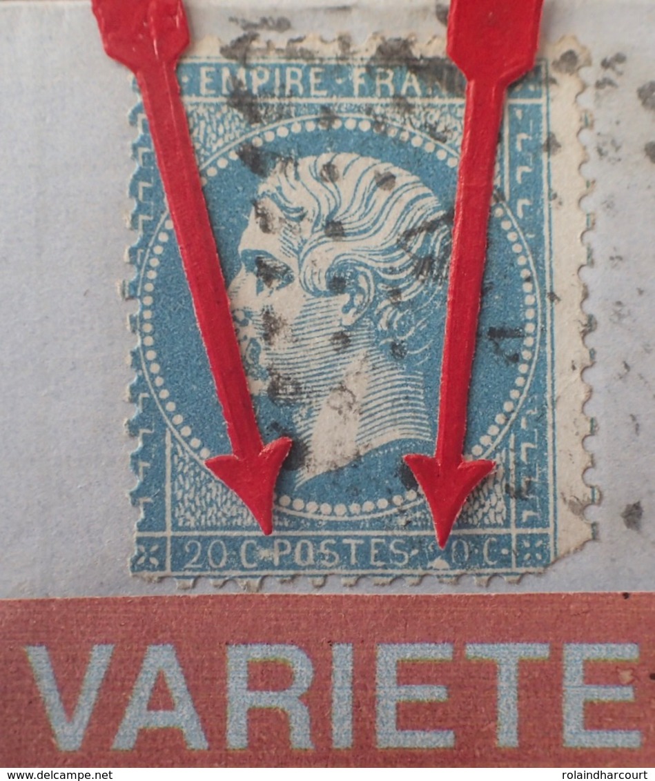 R1917/393 - NAPOLEON III N°22 (sur ✉️) - BEZIERS > CARCASSONNE - VARIETE ➤➤➤ Grosse Tache à La Place Du 2 Du 20C Droit - 1862 Napoleon III