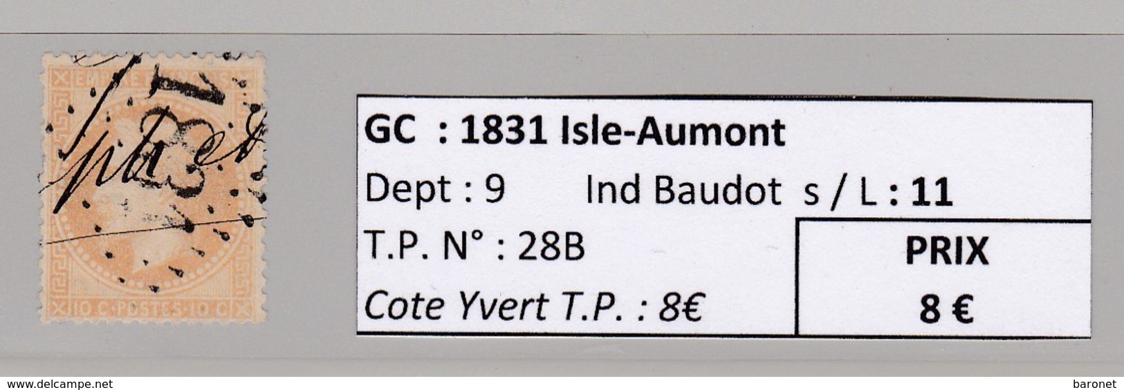 GC 1831 Isle-Aumont ( Dept 9 ) S / N° 28B - Andere & Zonder Classificatie