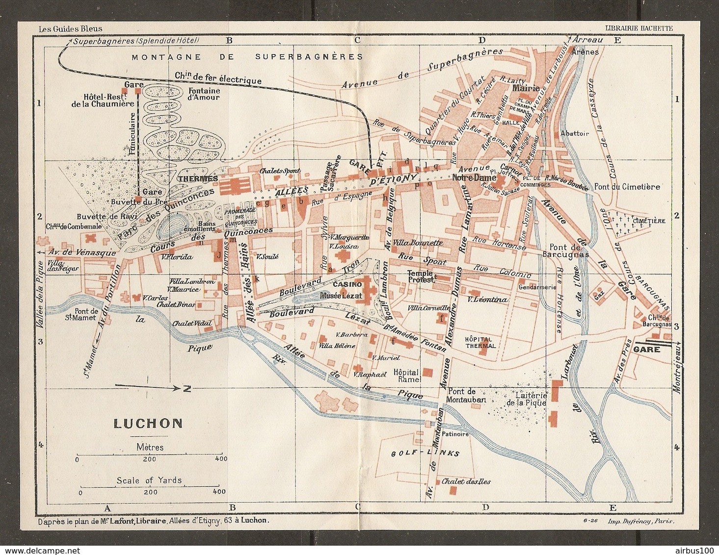 CARTE PLAN 1926 - LUCHON - THERMES BUVETTE Du PRÉ BUVETTE De RAVI GOLF LINKS LAITERIE CASINO BAINS ÉMOLLIENS VILLAS - Mapas Topográficas