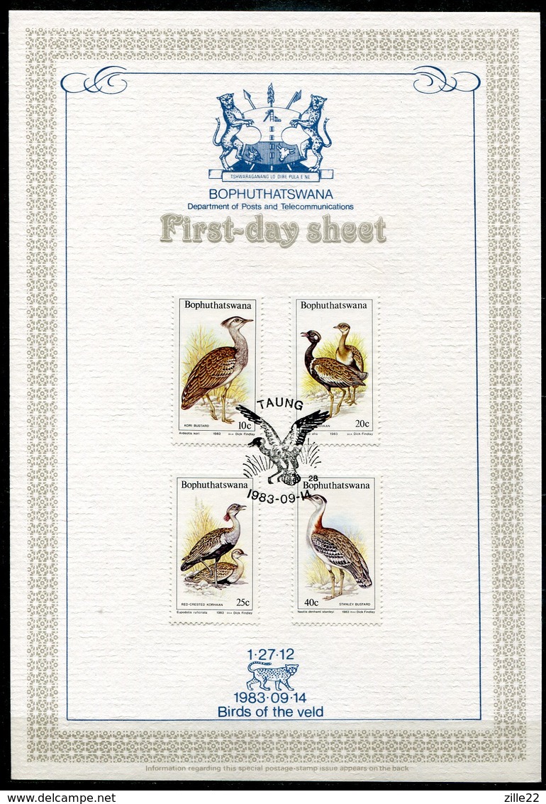 Bophuthatswana Mi# 112-5 First Day Sheet - Fauna Birds - Bofutatsuana