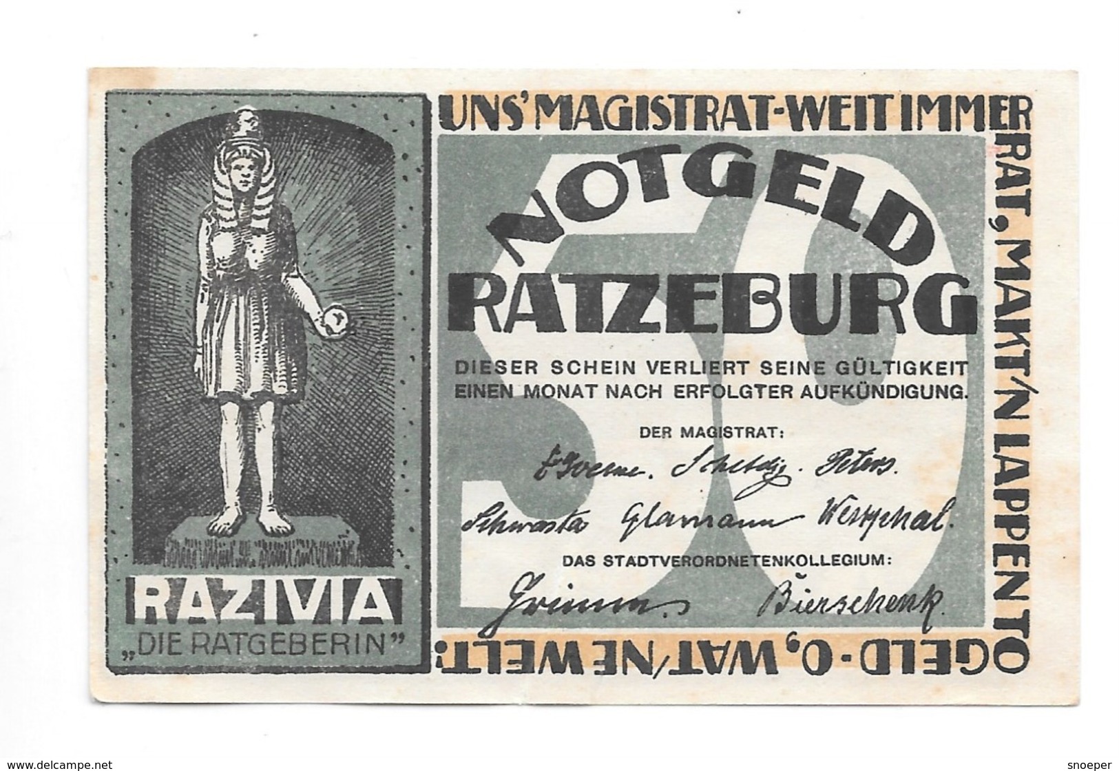 **notgeld Ratzeburg 25+ 50  Pfennig   1101.1 Serie Compleet - Lokale Ausgaben