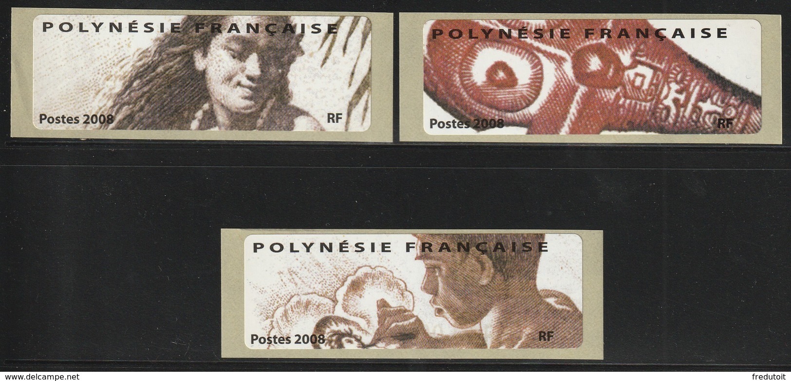 POLYNESIE - Timbres De Distributeurs N° 12/13/14  ** (2008) - Franking Labels