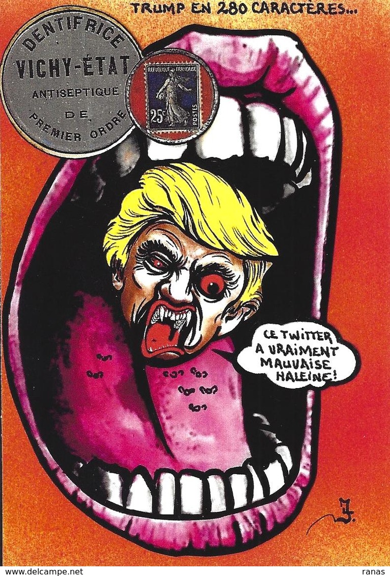 CPM Timbre Monnaie Tirage Limité En 30 Exemplaires Numérotés Et Signés Belgique Trump Amérique Dentist Dent - Briefmarken (Abbildungen)
