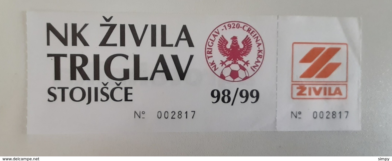 SOCCER Football Ticket NK Zivila Triglav Slovenia Season 1998/1999 Slovenian 2nd League - Match Tickets