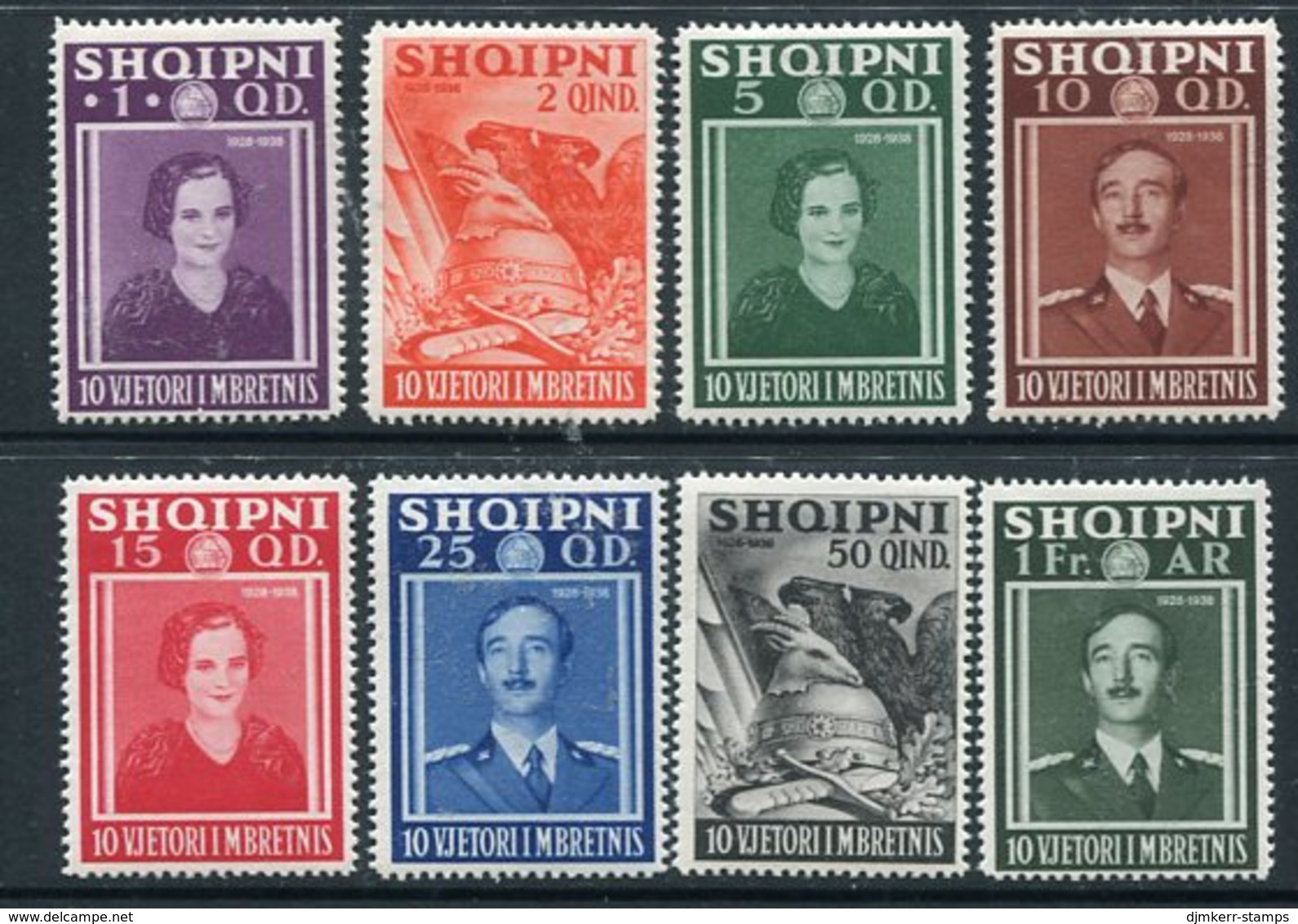 ALBANIA 1938 10th Anniversary O Accession Of King Zog  Set LHM / *.  Michel 274-81 - Albania