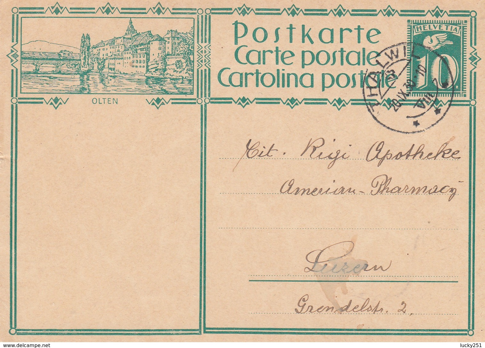 Suisse - Entier Postal - Oblitération Le  20/09/1930 - Illustration "Olten" - Postwaardestukken