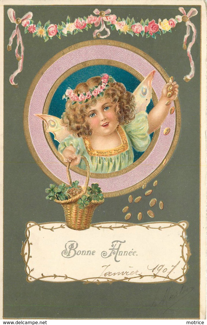 ANGELOT  - Bonne Année,portrait.(carte Gaufrée) - Anges