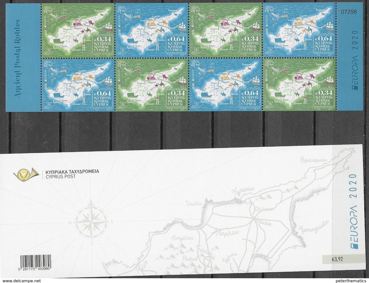 CYPRUS, 2020, MNH, EUROPA, TRANSPORT ROUTES,CAMELS, WHALES, TRAINS, SHIPS, HORSES, IMPERFORATE BOOKLET - 2020