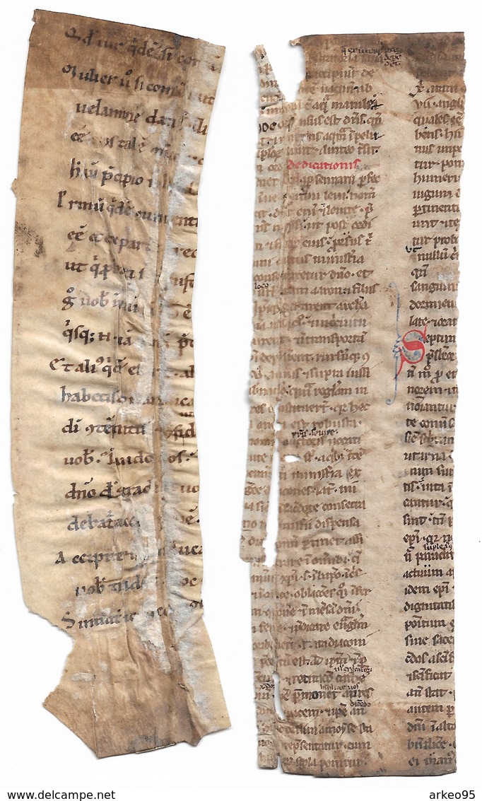 Lot De 2 Fragments De Pages Manuscrites Et Enluminées XIIIe Siècle ? - Manuscripts