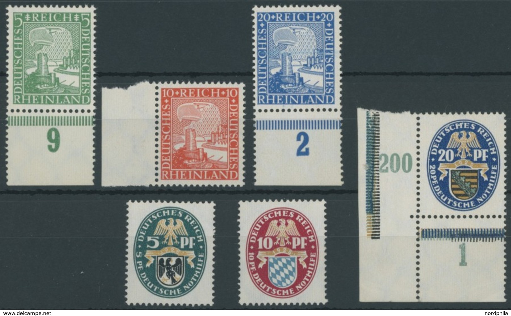 Dt. Reich 372-77 **, 1925, Rheinland Und Nothilfe, 2 Postfrische Prachtsätze, Mi. 110.- - Altri & Non Classificati