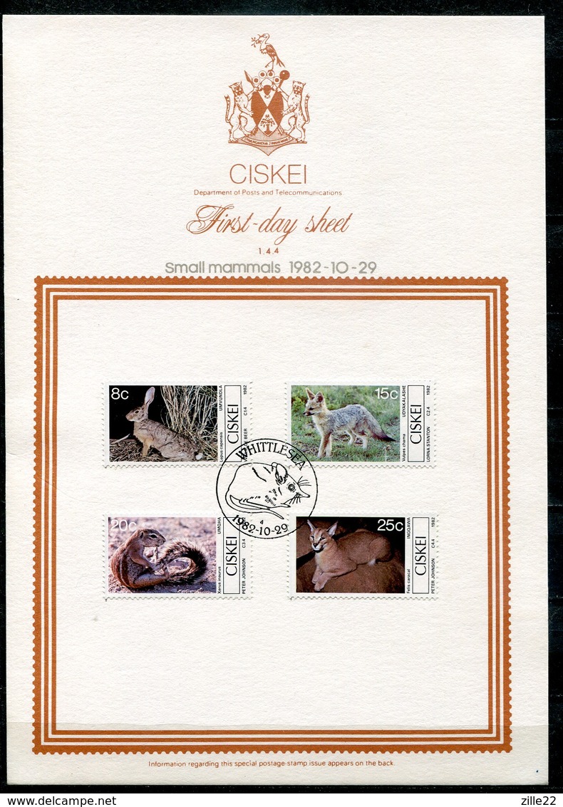 Ciskei Mi# 30-3 First Day Sheet - Fauna Mammals - Bophuthatswana