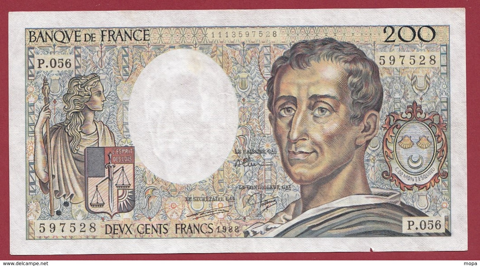 200 Francs "Montesquieu" 1988 ----TTB+----ALPH.P.056---AUCUN TROU D EPINGLE - 200 F 1981-1994 ''Montesquieu''